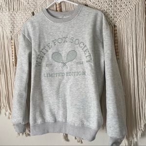 White fox society gray fleece lined hoodie sweatshirt pullover